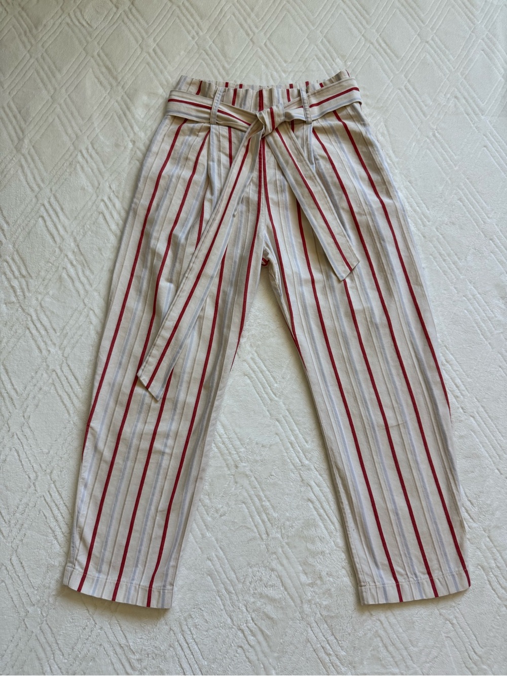 Parker Cream Pants with Red & Gray Vertical Stripes Size 0